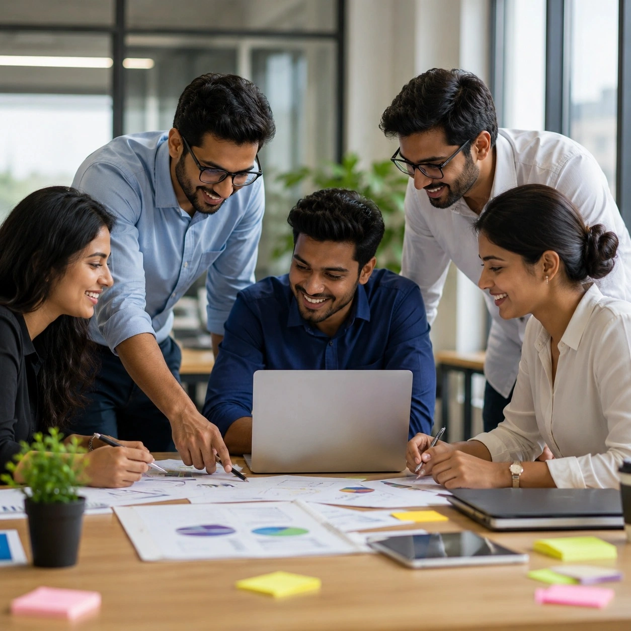 Professional business team collaboration in Panvel office