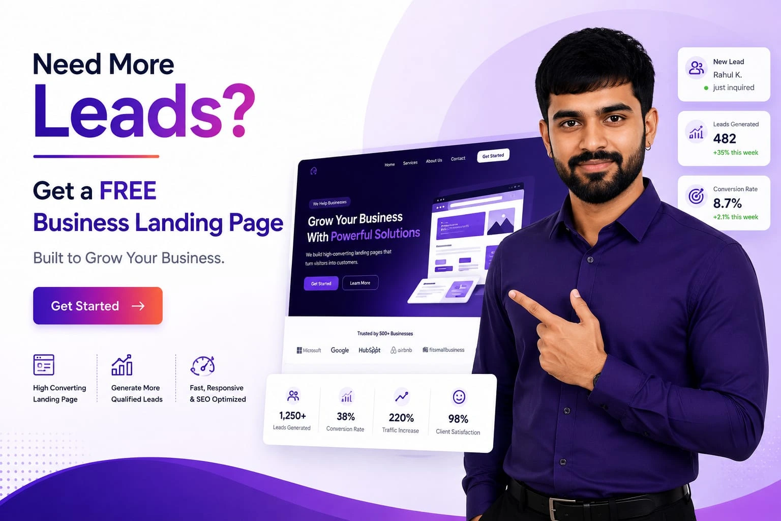 Business Landing Page service by Kumarinfotech